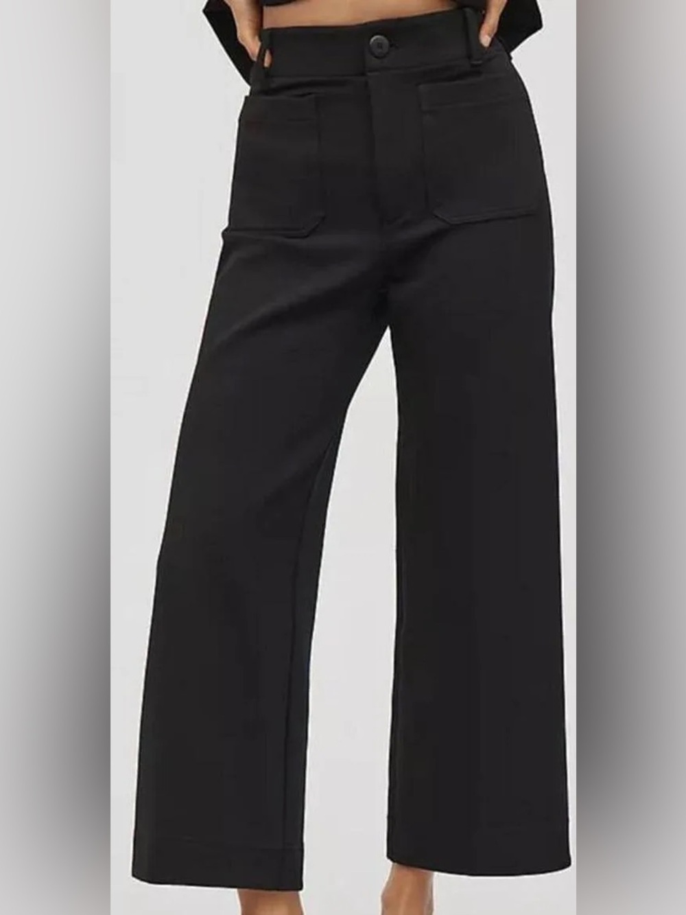 NWT ANTHROPOLOGIE MAEVE THE COLETTE BLACK STRETCH WIDE LEG CROP BLACK PANTS 24P